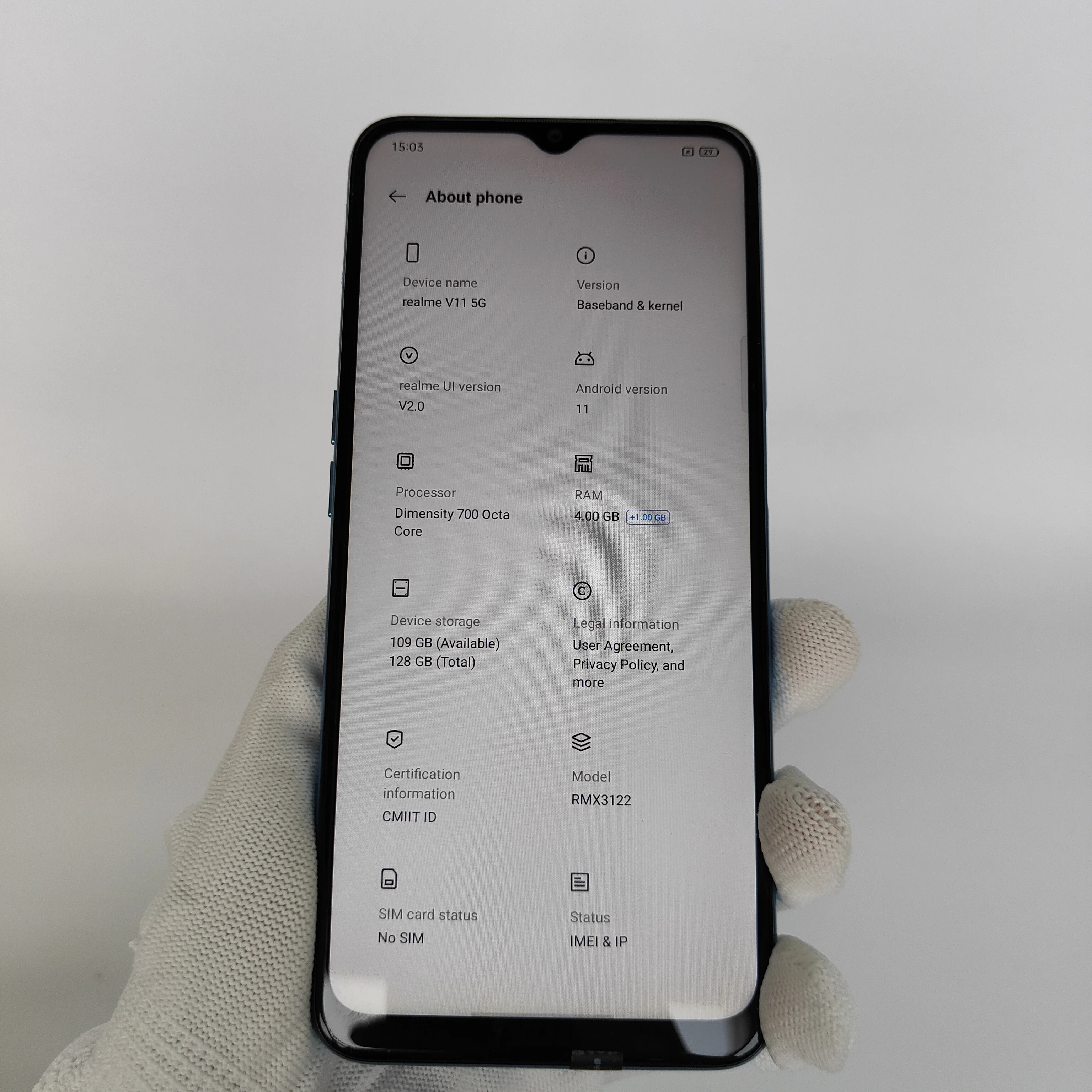 4GB+128GB original 5G 6.5 LCD seconhand Realme V11 5G smartphones used 5G mobile phone