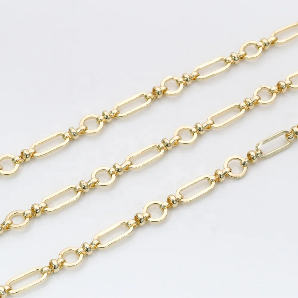 High Quality Gold Platting Hand Made Dainty Rolo Cable Paperclip Chain For DIY Jewelry