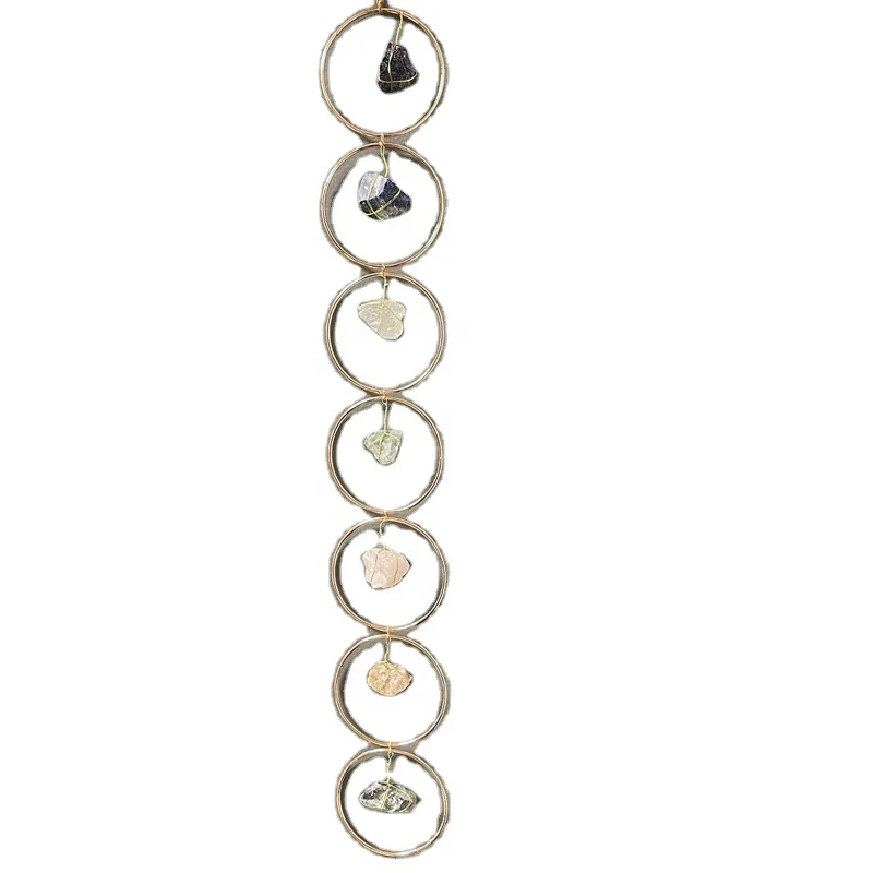 Natural Crystal Raw Stone Chakra Wall Hanging Ornament Healing Stone Crystal Wind Chime Crafts