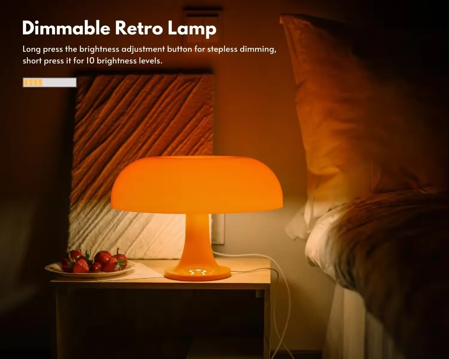 70s Mid Century Modern Decor for Bedroom Orange Retro Donut LED Table Lamp with 3 Lighting Modes