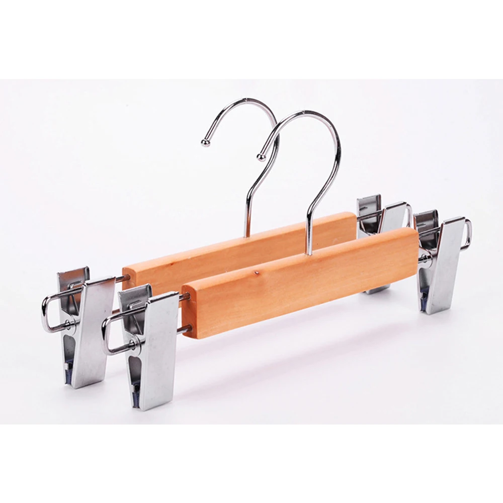 Bamboo hanger for trousers bra adjustable clips underwear pant hanger anti-slip storage tool clothes hanger hooks