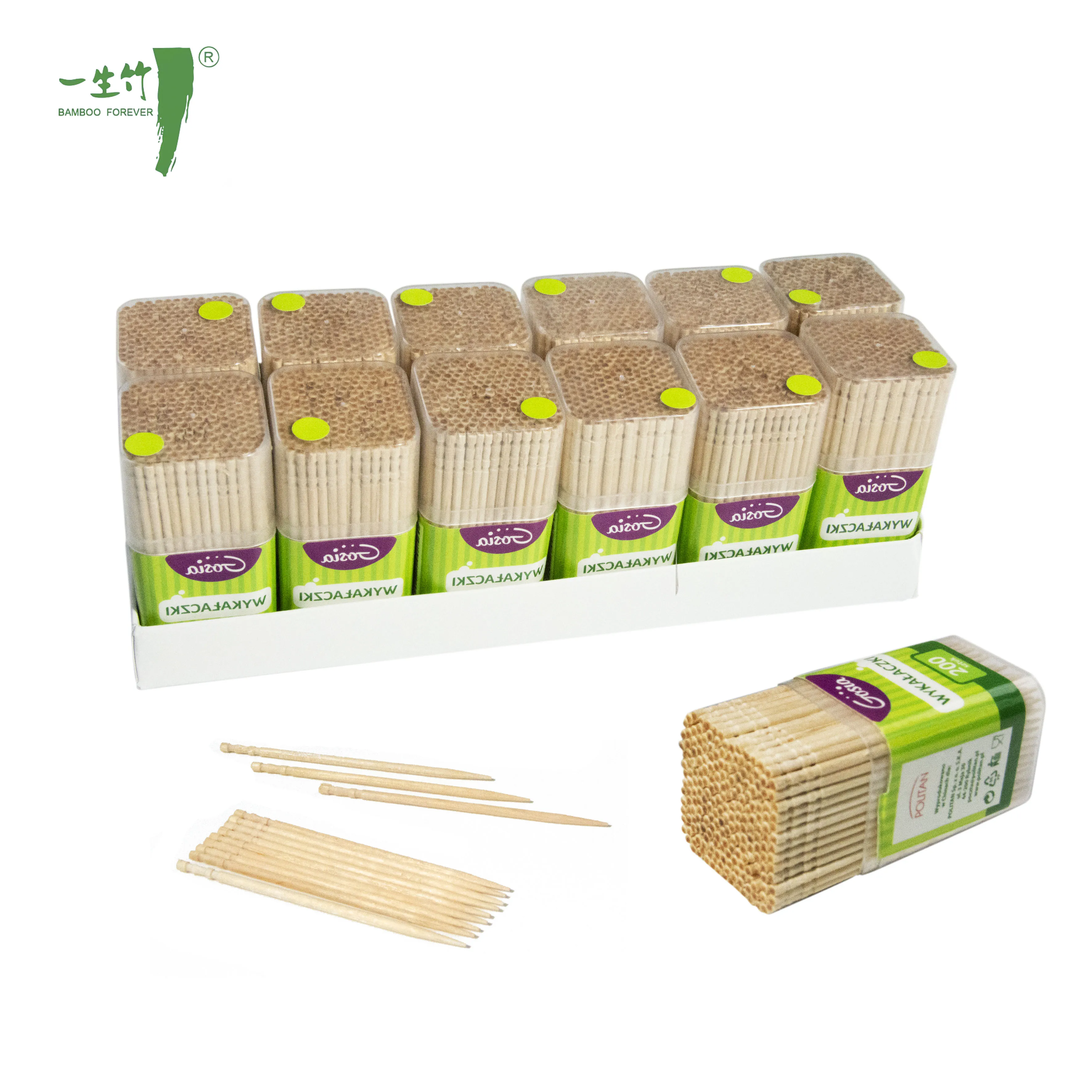 Customizable Disposable Bamboo Toothpicks Eco-Friendly Wood Free Sample Available Restaurants Hotels Plastic Angled Toothpicks
