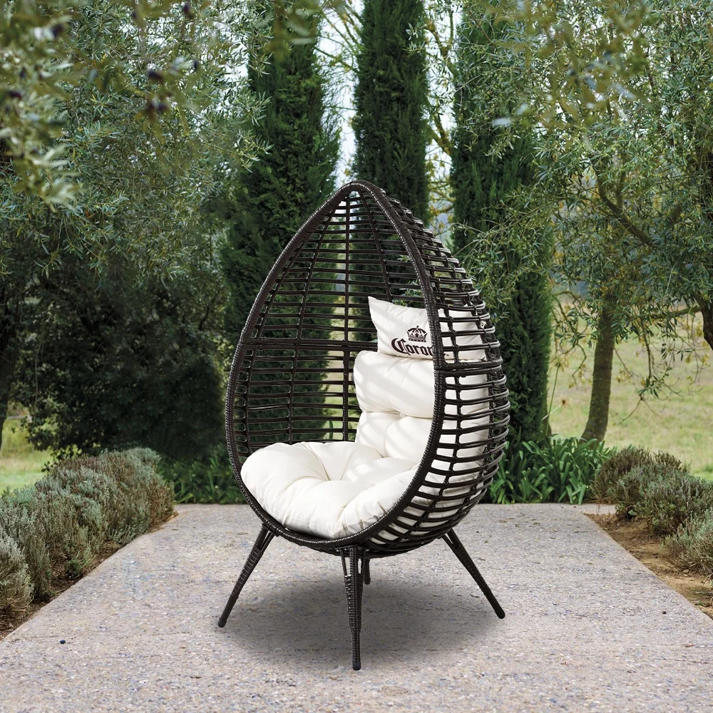 
Egg Shaped Patio Furniture Standing Egg Chair Rattan Wicker Chairs Egg Shape Chair with Cushions 