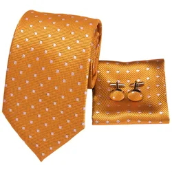 Wholesale Italian Silk Yellow Tie Custom Logo Orange Dot Necktie for Men