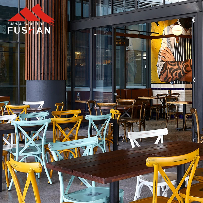 Multifunctional Bistro stackable cross back chair for restaurant modern dining chair