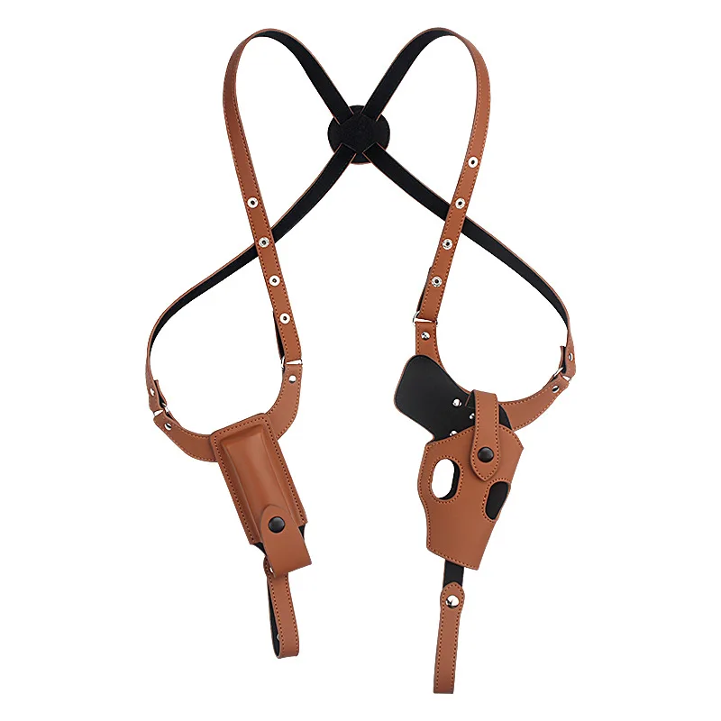 Outdoor tactical shoulder leather armpit holster  portable double hidden light  holster