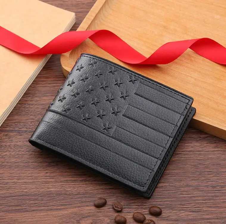 Creative Star Embossed PU Leather Wallet Slim Money Clips Mens Wallet Card Holder Vintage Cash Bifold Short Purse Wallet