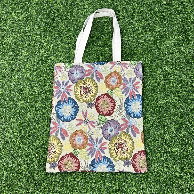 Quick customization  jacquard custom tapestry tote bags with custom printed logo