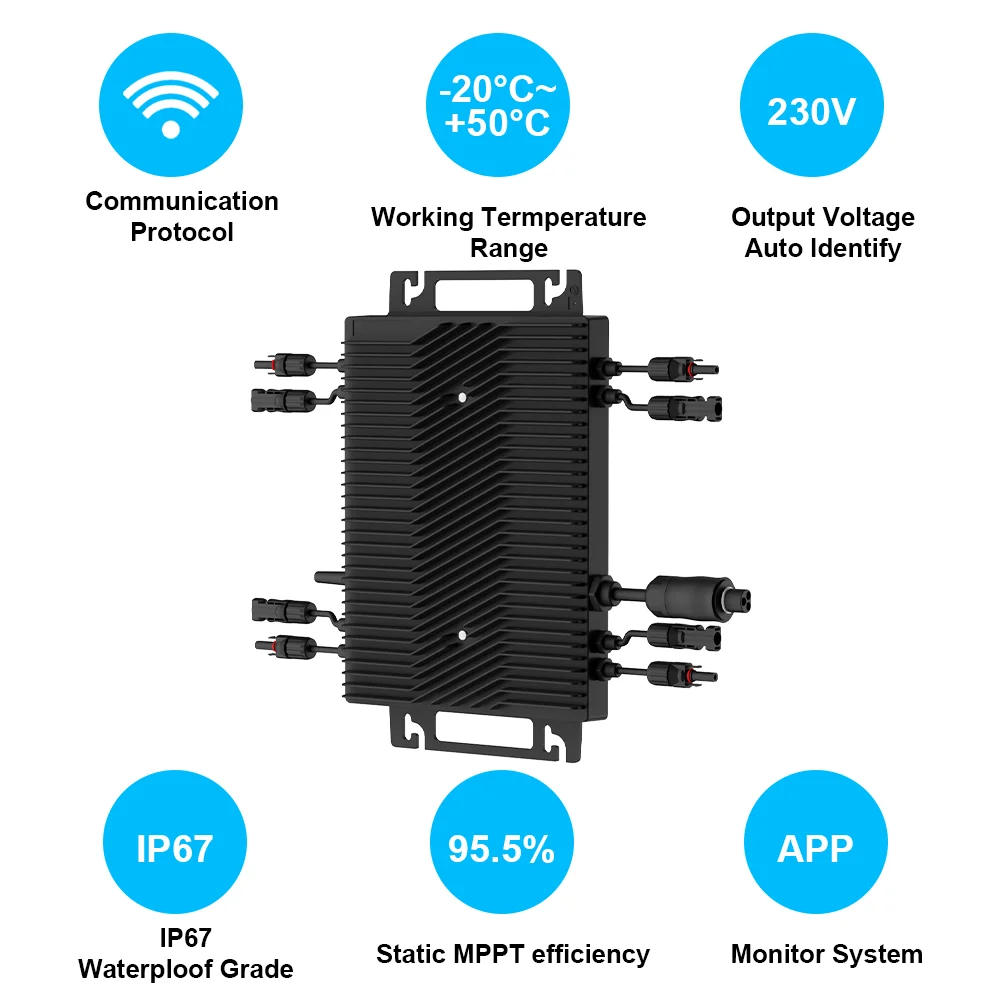 Kit Solaire Plug And Play Avec Micro Onduleur  Grid Tie Inverter 2000W Micro Inversor Solar Micro Invert With Limiter