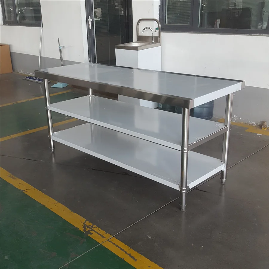 Cheap Price Heavy Duty Easy Assemble Stainless Steel Commercial Kitchen Work Table with Middle Shelf