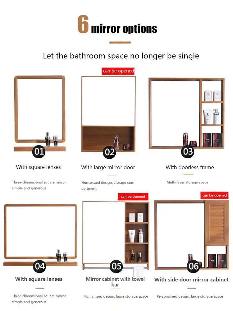 Space aluminum bathroom cabinet combination wash basin vanity mirror cabinet modern and simple