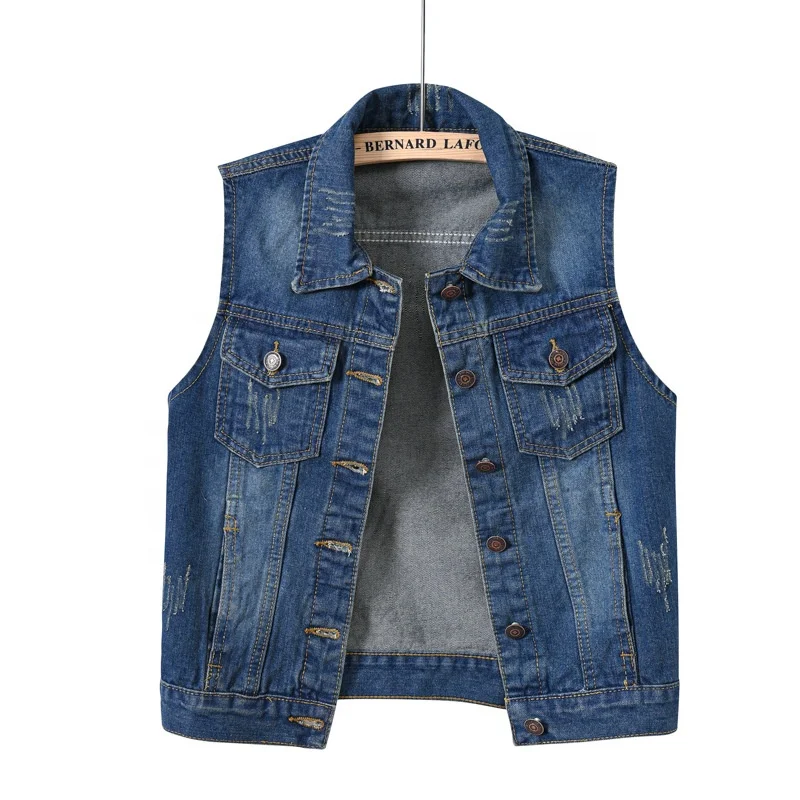 Wholesale New Denim Jacket for Women Plus Size Short Custom Fashionable Puffer Sleeveless Jacket Womens