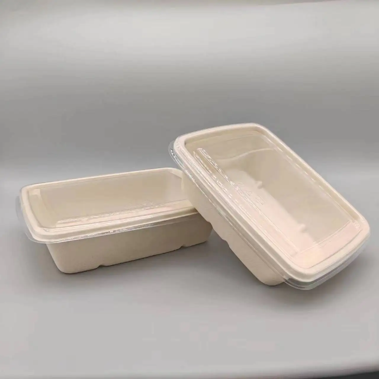 Recyclable 7x6inch Box Disposable Biodegradable Sugarcane Bagasse Food container Packaging With Coating Lamination Film
