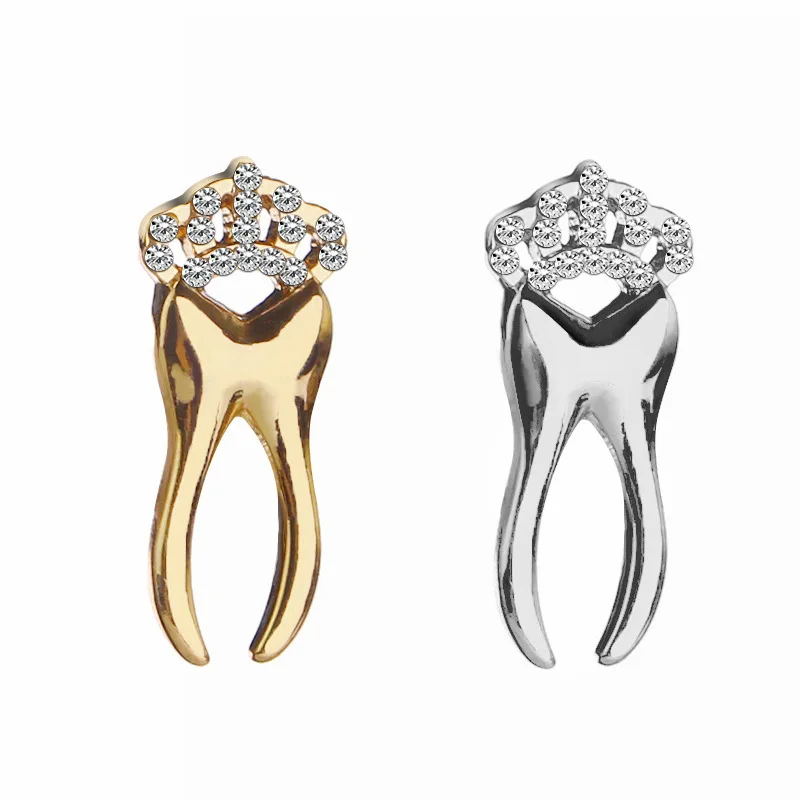 Hot Sale Fashion Personalized Creative Teeth Diamond Brooch with Crown Hospital Work Brooch