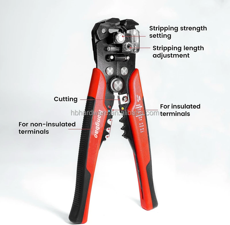 Self Adjusting Wire Stripper 3 in 1 Heavy Duty Automatic Wire Stripping Tool 10-24 AWG Electrical Cable Wire Cutter Pliers