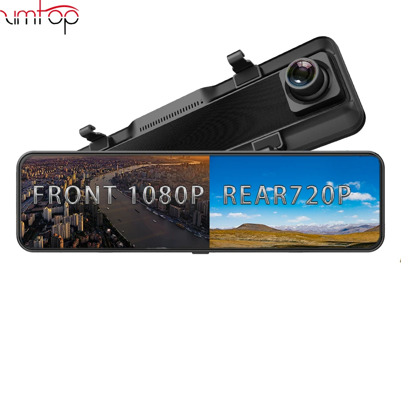  12-дюймовый автомобильный видеорегистратор потоковый медиа-Dash Cam 1440P сенсорный экран с двумя объективами 2K видео рекордер зеркало заднего вида резервного копирования