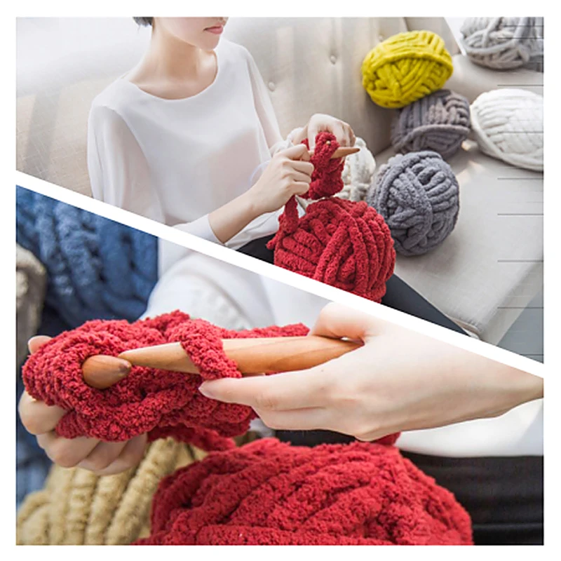 
Yarncrafts Ultra Soft Household Chunky chenille pure Polyester Throw Pillow Blanket Yarn 