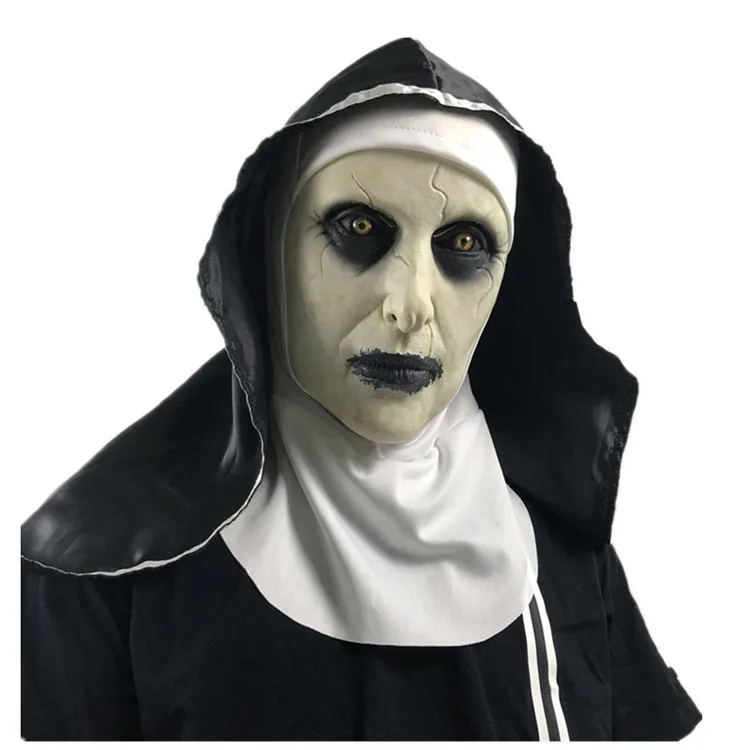 Hot sale realistic horror halloween nun masks and high quality black + white halloween mask