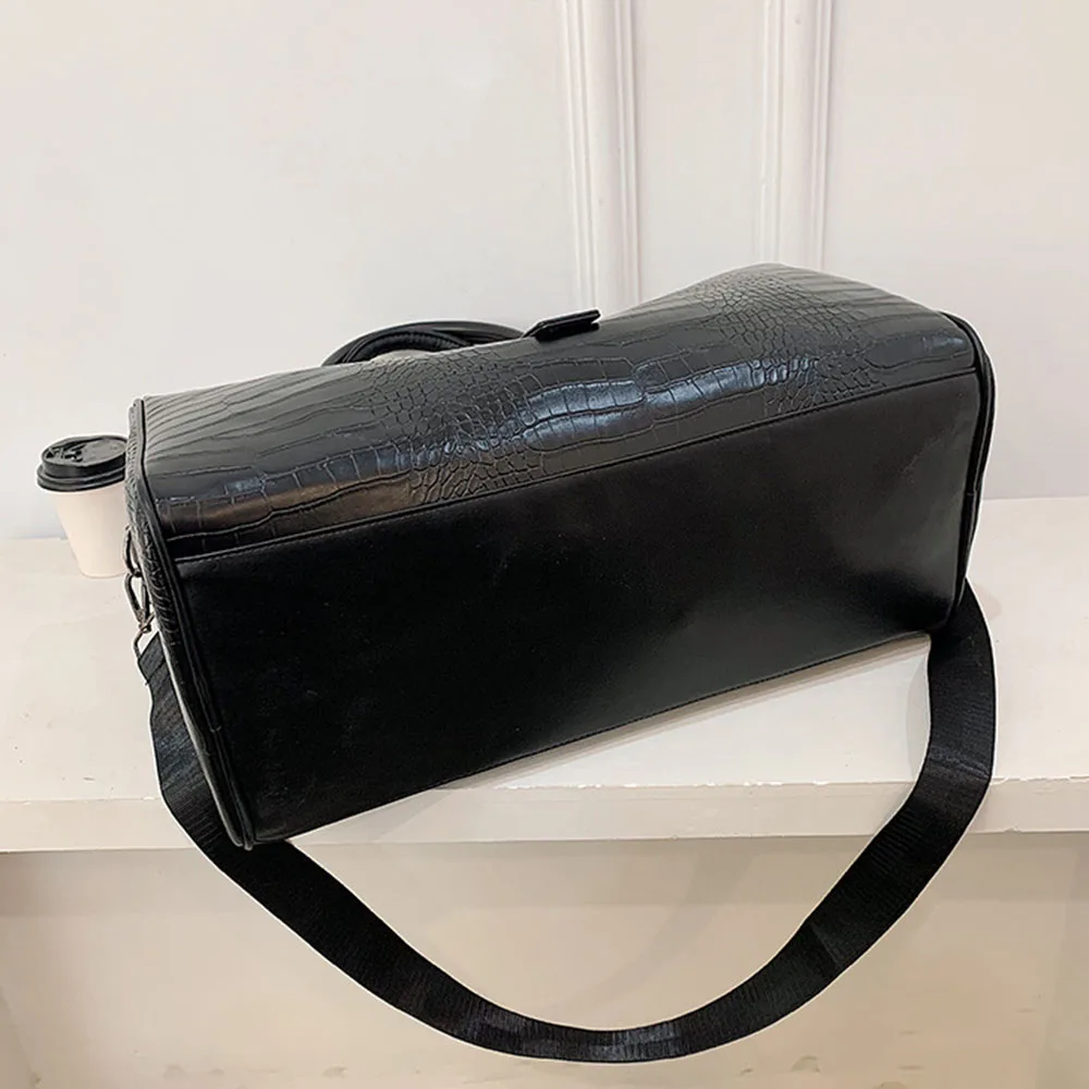 European American fashion women man crocodile pattern embossed short distance soft leather luggage duffle weekender travel bag