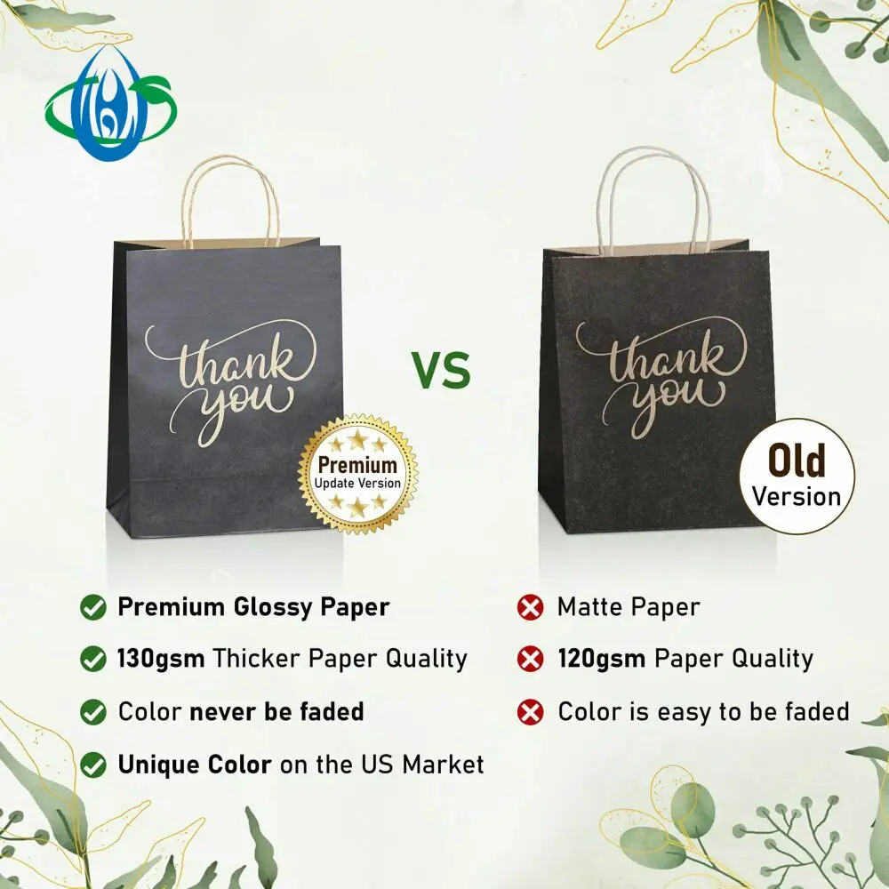 Printed Shopping Kraft Brown Paper Bag with Twist Handle with and Delivery Food Take Out Party and Christmas