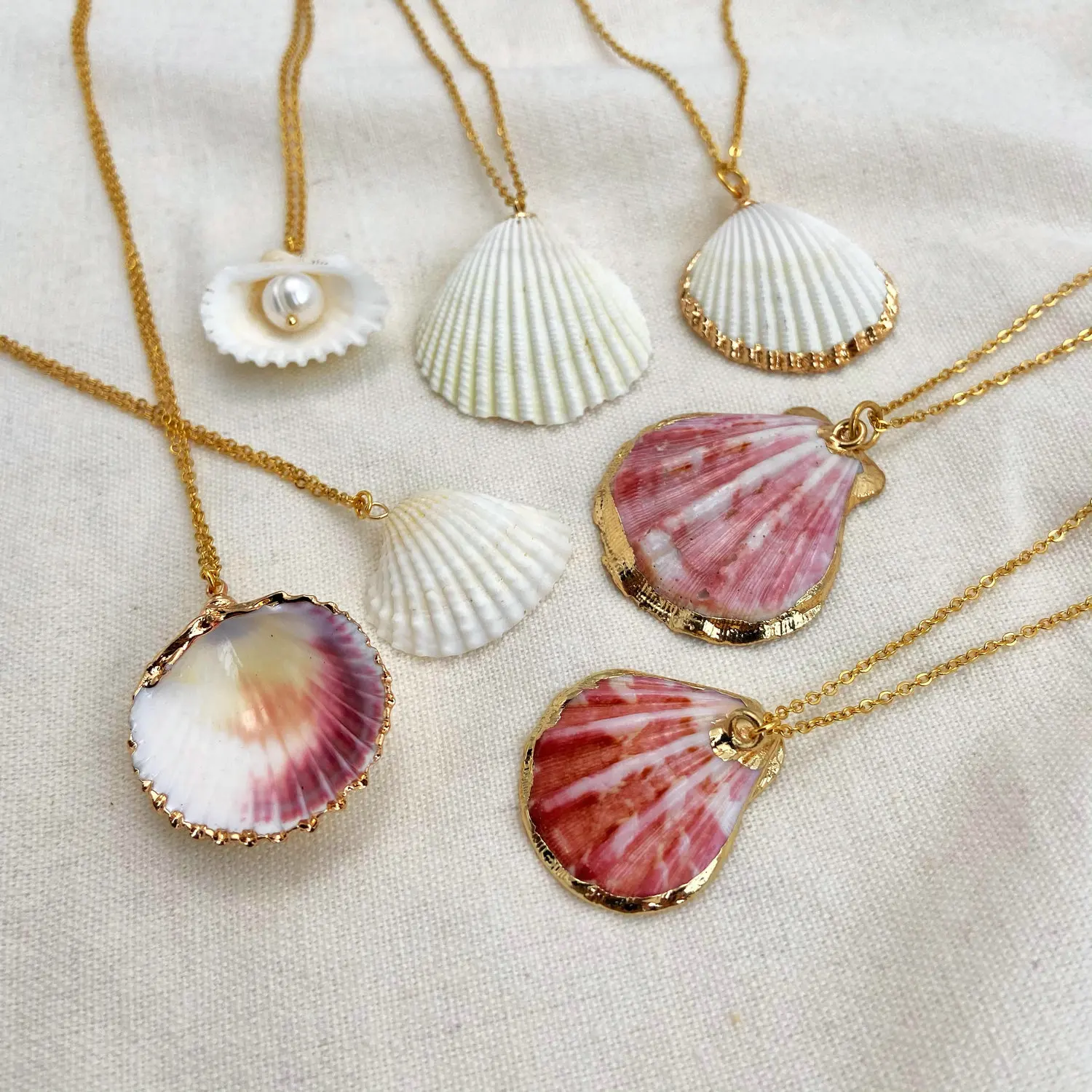 Stainless Steel Chain Colorful Shell Pearl Pendant Necklace For Women  Shell Choker Jewelry Summer
