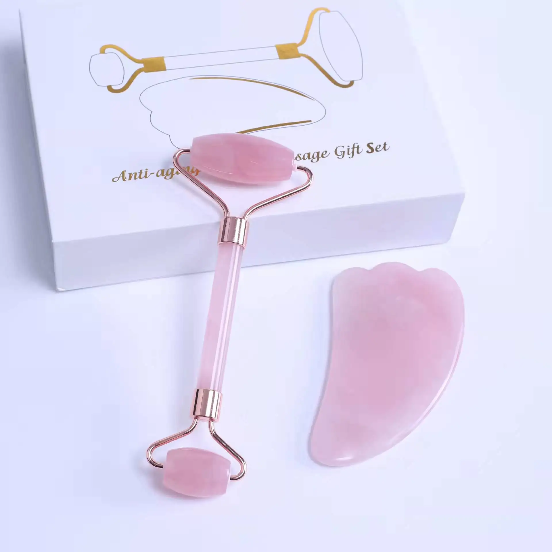 Wholesale natural polishing powder crystal massage stick handicraft massage instrument rose quartz scraping board