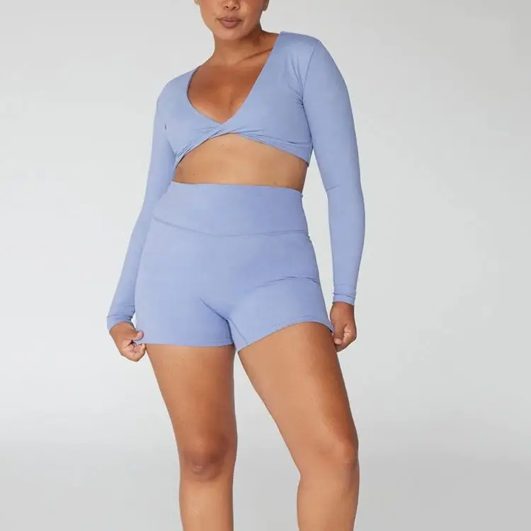 L230253 Custom Clothing Manufacturer Yoga Sets Twist Bra Leggins Set Crunch Butt Plus Size Women Sportswear Gym Fitness Sets