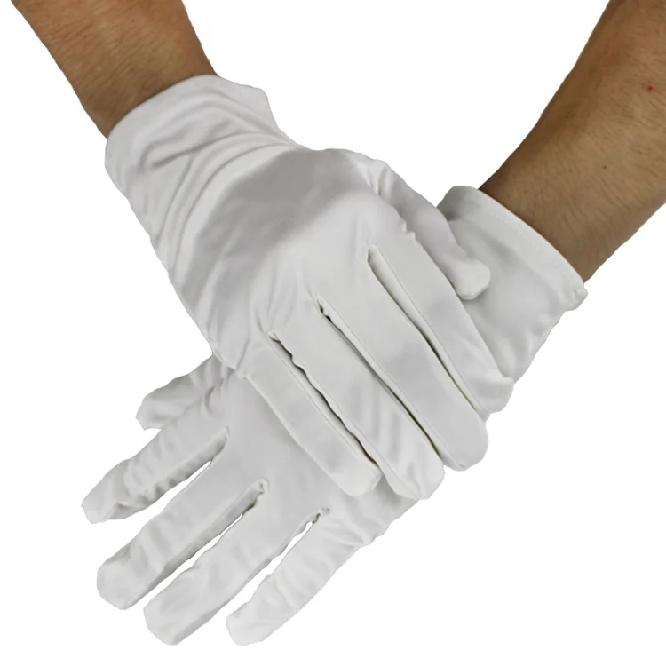 Manufacturer 100% microfiber gloves white polyester dust free gloves for jewelry