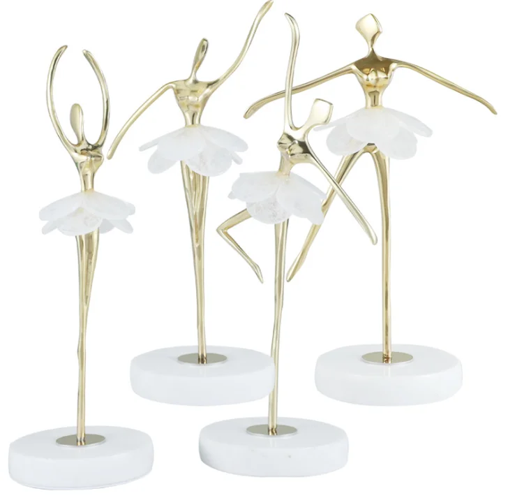 Abstract Zinc Alloy Metal Home Decoration Sculpture Ballet Dancers Statue Ornaments Handcraft Gold Color (1600226508517)