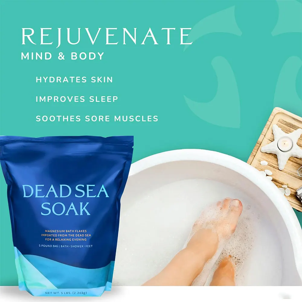 OEM/ODM Pure Magnesium Bath Flakes Relax Muscle Organic SPA Bulk Foot Epsom Bath Salt Flakes Dead Sea Bath & Foot Soak