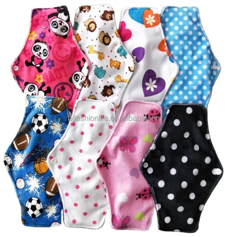 Reusable waterproof washable bamboo charcoal menstrual feminine cloth pads Eco friendly breathable sanitary napkin hygiene pad