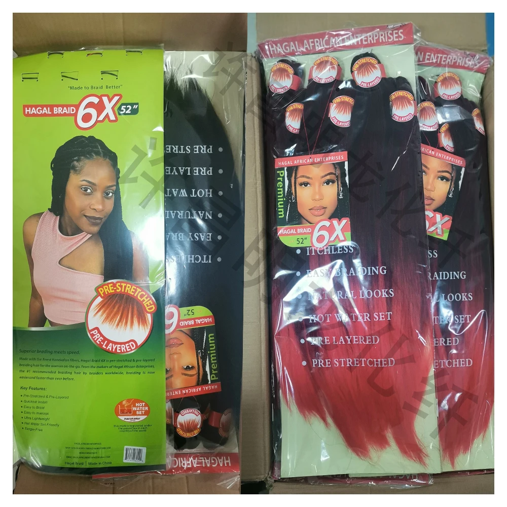 6X Free Sample Extensions Crochet for African Hair Expression Ombre  Braids Easy Braid Pre Stretched Synthetic Braiding Hair