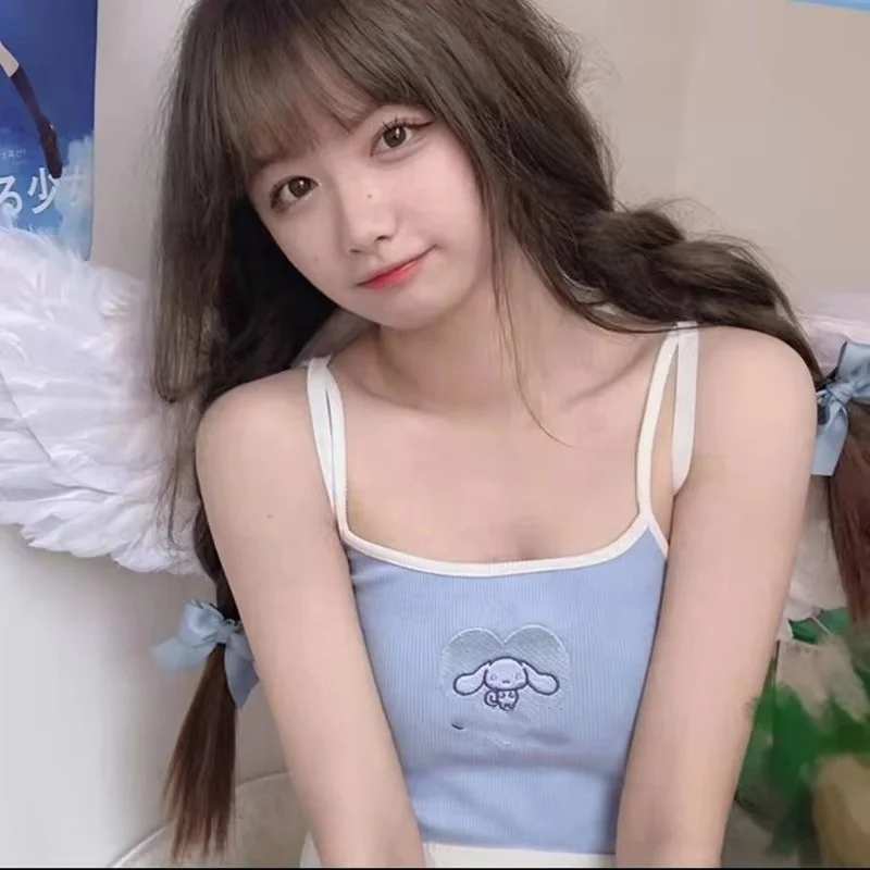 Runjo new wholesale kawaii kitty Melody Cute Pattern Vest Y2k  Summer Suspender kulomi cinnamon girls gift Sexy Lolita Short Top