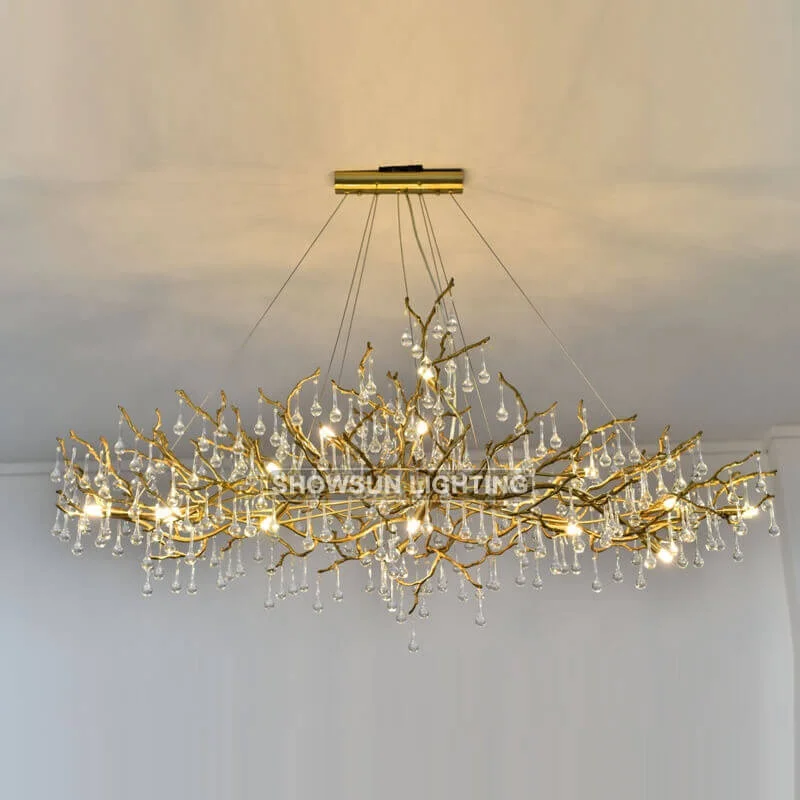 Hotel Living Room Villa Contemporary Pendant Lights Fixtures Luxury Rain Drop K9 Crystal Chandelier