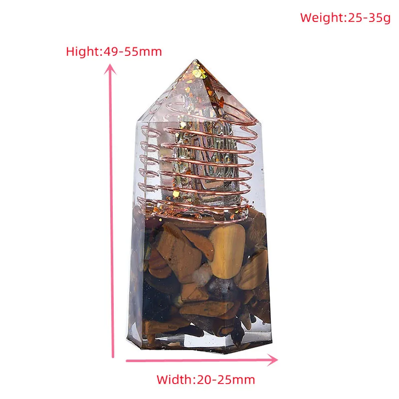 Natural Crystal Gravel Tiger Eye Stone Resin Crystal Point With Bismuth Ore Healing Stone Obelisk Crystal Pillars For Meditation
