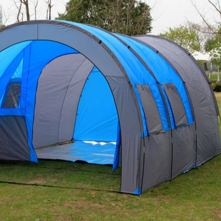 Explosive outdoor camping tunnel tent One-bedroom two-living room multi-person tent Team family tent