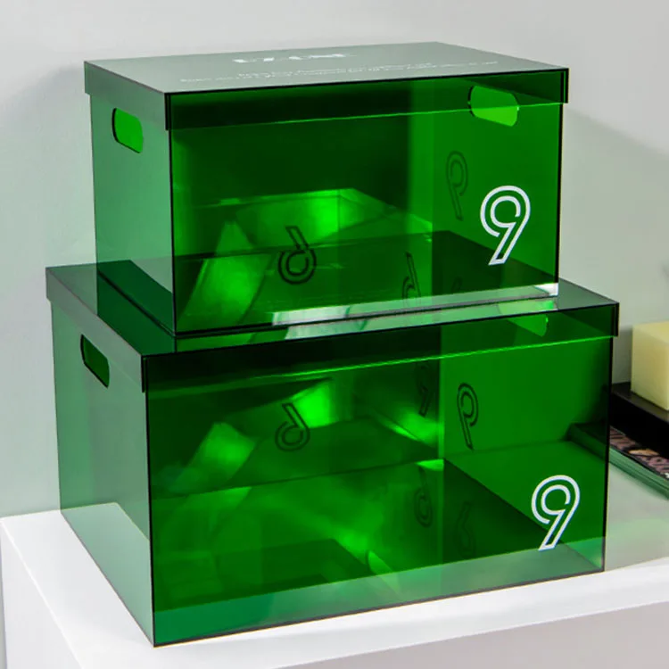 Acrylic box custom translucent dust proof storage box Beauty clam shell cover with hand gift display box