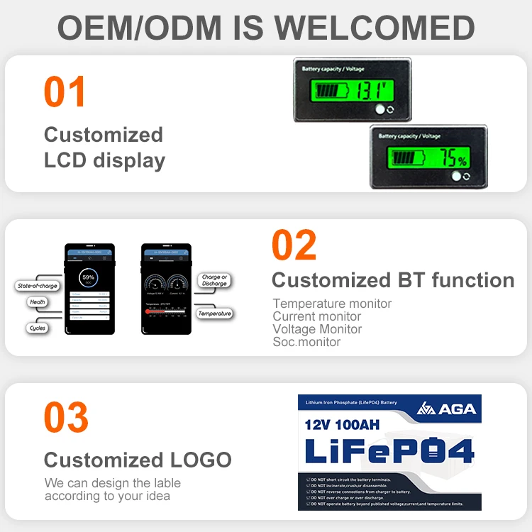 AGA Hot Seller Lead Acid Replacement 12V 24V 100Ah 200ah 300Ah Lithium Ion Phosphate 12v Battery Pack