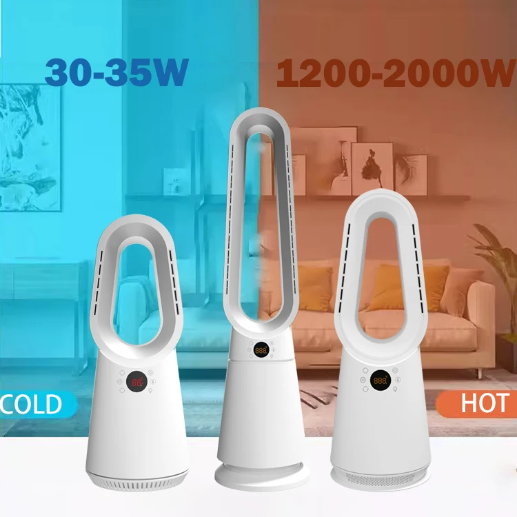 Home Stand Remote Control Tuya Wifi Control 10 Wind Speed Air Cooler Bladeless Fan PTC Heater