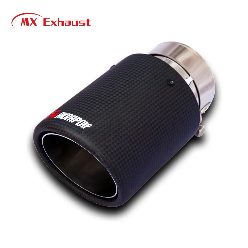 UniversalExhaust Tips Muffler Tip Customized Logo Straight Pipe Glossy Black Carbon Fiber