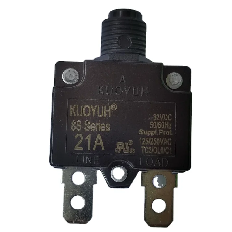 KUOYUH 88 Series 21A Mini Motor Circuit Breaker Manual Reset Thermal Overload Protector Switch With Straight Pin Metal Nut