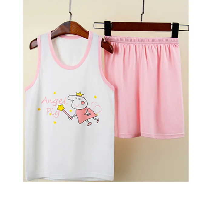 
100%Cotton Summer kids Clothing Sets For 3~8 years kids Girl Boy Clothes Suits Sleeveless Vest+Shorts pants 