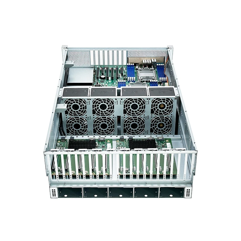 8-Slot 4U800 Aluminium 4090 GPU Server Chassis 16x Switch Deep Learning AI Computing Rendering ATX Fan Cooler Case/Casing Rack