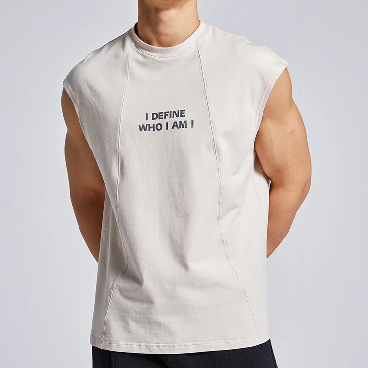 High Quality Fitness Run Tank Top Pure Cotton Elasticity Vest Comfortable Breathable Sleeveless T-shirt