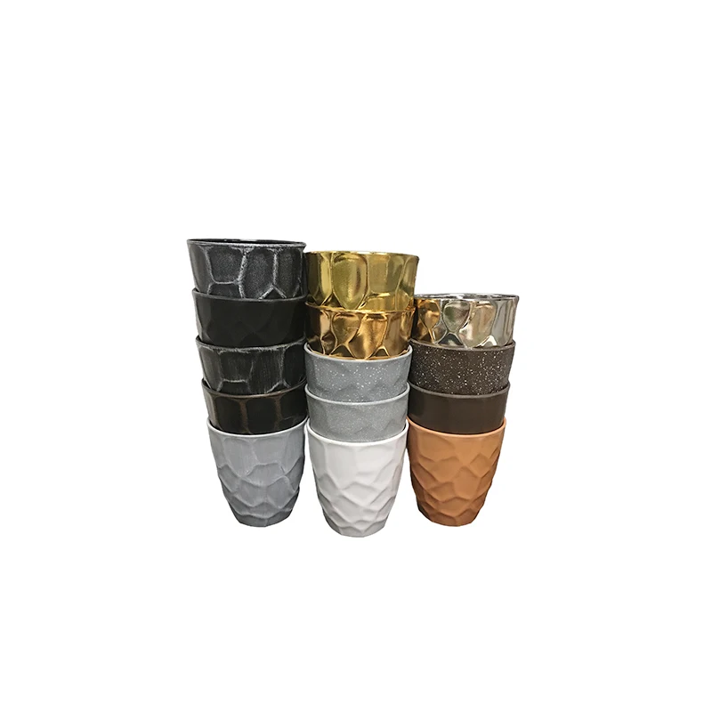 New Creative Design Imitation Stone Pattern Melamine Ceramic Orchid Planter Pot Floor Bonsai With Hole For Sale