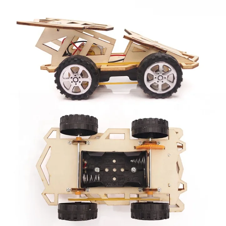 C-20A Diy Wireless Four-wheel Car Assembly For Kids Wooden Puzzles STEM Science Kits School Student Remote Control Car Wood
