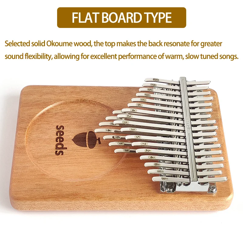 New 21 Keys Seeds Okoume Wood Kalimba Accurate Tuning 2 Layers Keys Thumb Piano Finger Piano Kalimba For Beginners