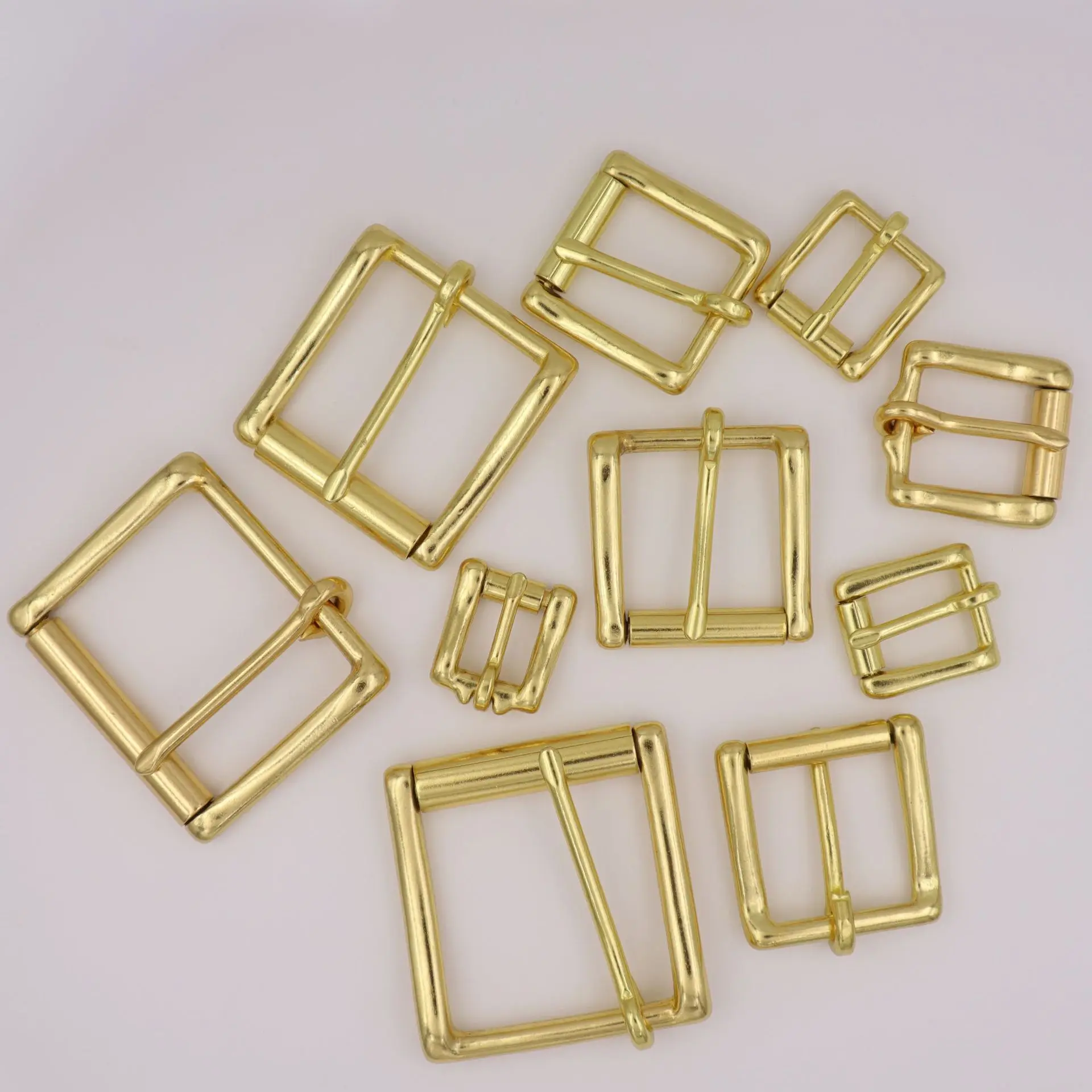Wholesale various size adjustable leather strap buckle casting metal brass belt pin buckles For bag Accessories