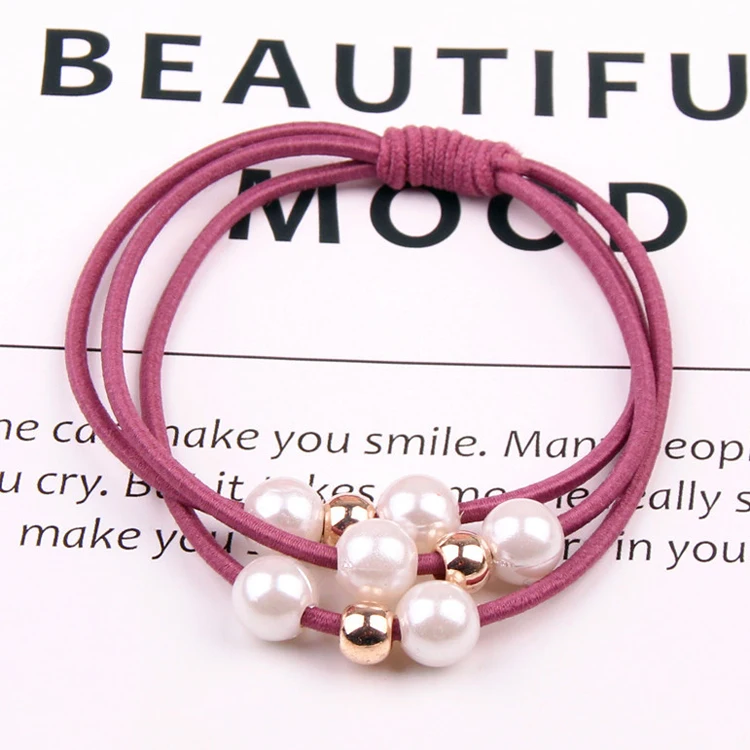 Wholesale Girls Korean version pearl hair ring  rubber band hair rope new knotted head rope for women