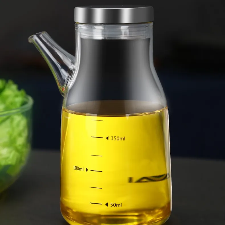  200ml+200ml Kitchen Cooking Clear High Borosilicate Glass Vinegar Sauce Condiment Olive Oil Bottle Cruet Dispenser Set with